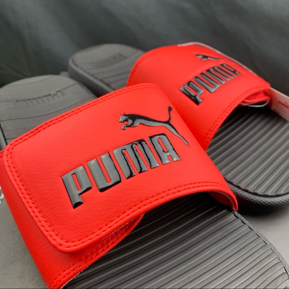 Puma Cool Cat Velcro Red Men’s Slides - Picture 4 of 10